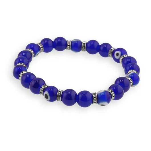 Bratara Feng Shui pe elastic sfere cu Ochi protector albastru, imagine 2