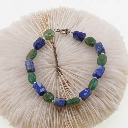 Bratara Jad neuniform 9-11mm si Lapis Lazuli fatetat 8-10mm, imagine 2