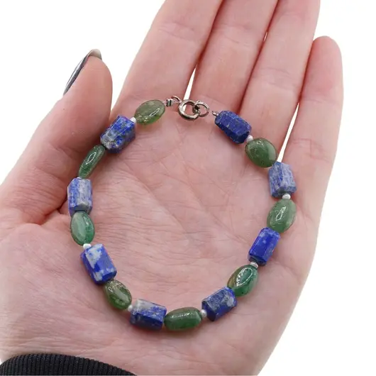 Bratara Jad neuniform 9-11mm si Lapis Lazuli fatetat 8-10mm, imagine 3