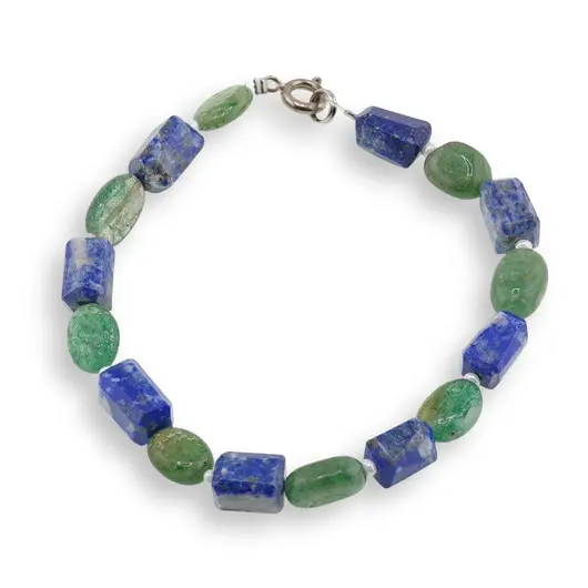 Bratara Jad neuniform 9-11mm si Lapis Lazuli fatetat 8-10mm