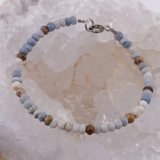 Bratara Opal albastru si Jasp peisaj discuri fatetate, 4mm, imagine 2