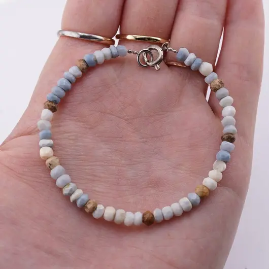 Bratara Opal albastru si Jasp peisaj discuri fatetate, 4mm, imagine 3