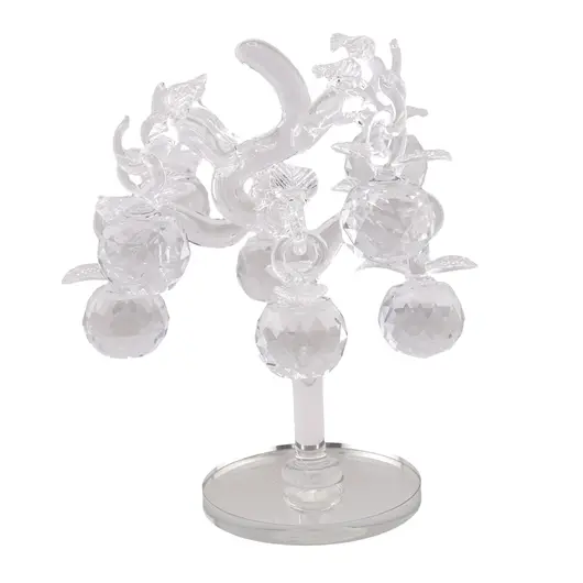 Decoratiune copac cu mere din sticla transparenta, 17cm