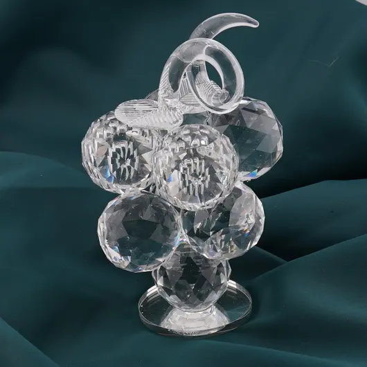 Decoratiune strugure din sticla transparenta, 14cm, imagine 3