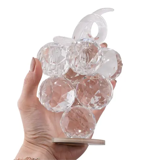 Decoratiune strugure din sticla transparenta, 14cm, imagine 4