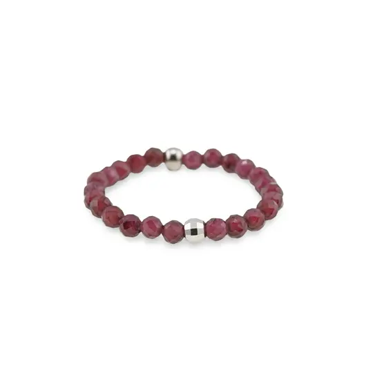 Inel pe elastic cu Granat Rhodolit si argint 925, sfere fatetate 2-3mm, imagine 2