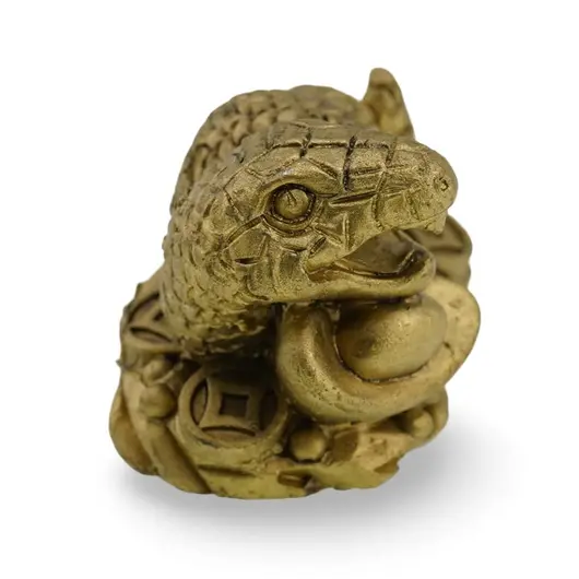 Statueta Feng Shui Sarpe rasucit pe monede chinezesti si pepita - 4cm, imagine 2