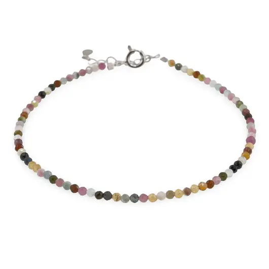 Bratara Turmalina multicolora mix sfere fatetate, 2mm, imagine 2