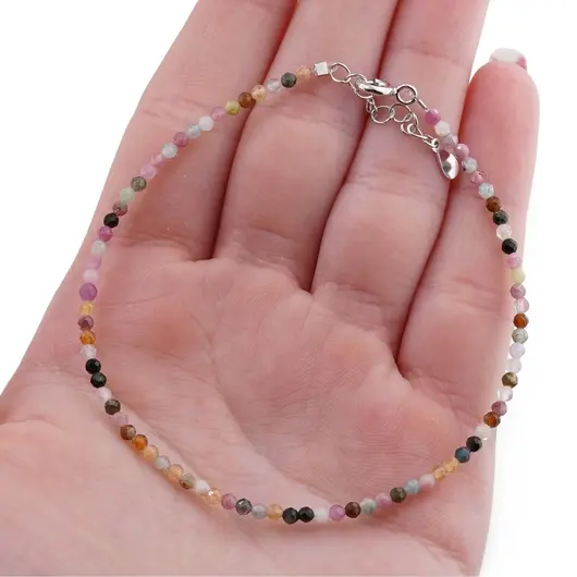 Bratara Turmalina multicolora mix sfere fatetate, 2mm, imagine 5