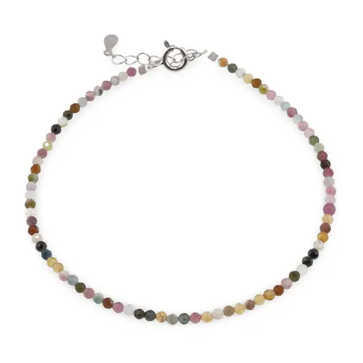Bratara Turmalina multicolora mix sfere fatetate, 2mm