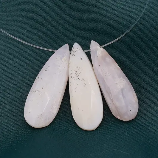 Briolete fatetate Agat dendritic - Long Teardrop, 3 buc, imagine 2