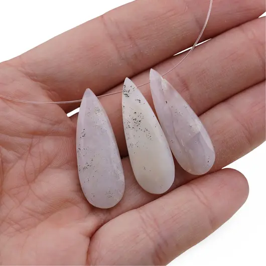 Briolete fatetate Agat dendritic - Long Teardrop, 3 buc, imagine 3