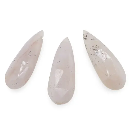 Briolete fatetate Agat dendritic - Long Teardrop, 3 buc