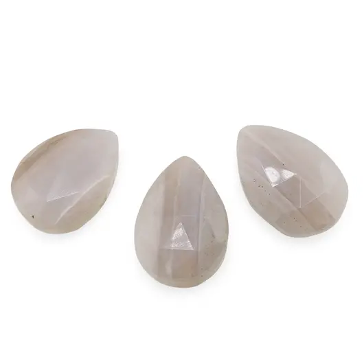 Briolete fatetate Agat natural cu benzi - Long Teardrop, 3 buc