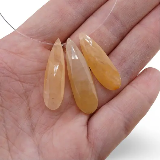 Briolete fatetate Aventurin galben - Long Teardrop, 3 buc, imagine 3