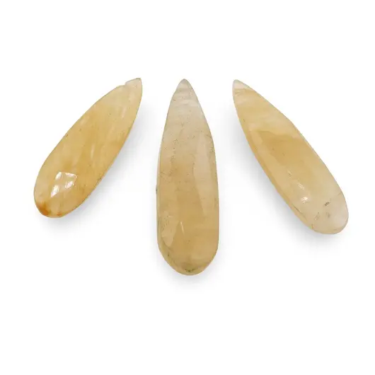 Briolete fatetate Aventurin galben - Long Teardrop, 3 buc