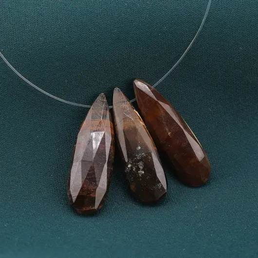Briolete fatetate Jasp maro - Long Teardrop, 3 buc, imagine 2