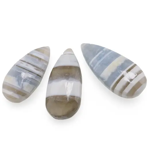 Briolete fatetate Opal albastru cu benzi - Long Teardrop, 3 buc