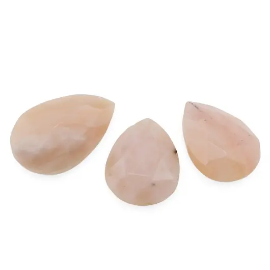 Briolete fatetate Opal roz - Long Teardrop, 3 buc