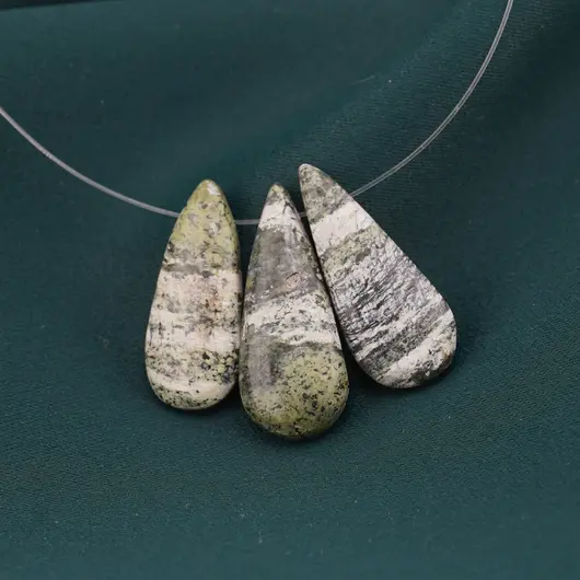 Briolete fatetate Opal Swiss verde - Long Teardrop, 3 buc, imagine 2