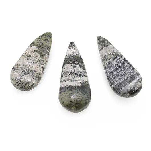 Briolete fatetate Opal Swiss verde - Long Teardrop, 3 buc