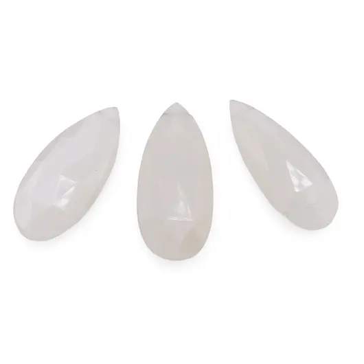 Briolete fatetate Piatra Lunii alba - Long Teardrop, 3 buc