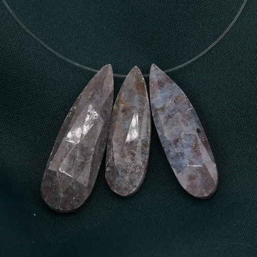 Briolete fatetate Rubin in kianit - Long Teardrop, 3 buc, imagine 2
