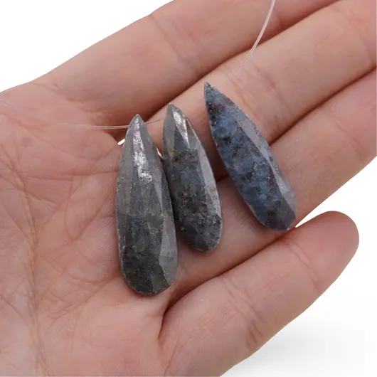 Briolete fatetate Rubin in kianit - Long Teardrop, 3 buc, imagine 3