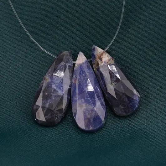 Briolete fatetate Sodalit A+ - Long Teardrop, 3 buc, imagine 2