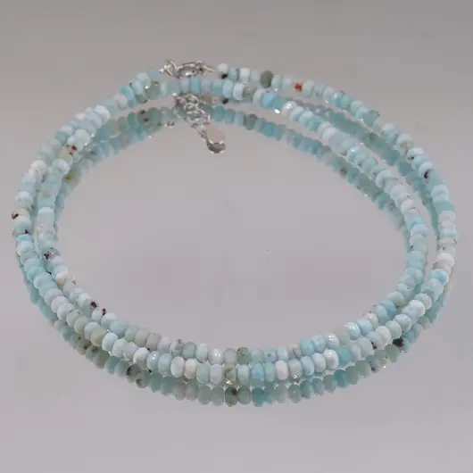 Colier Larimar discuri fatetate, 3mm, imagine 3