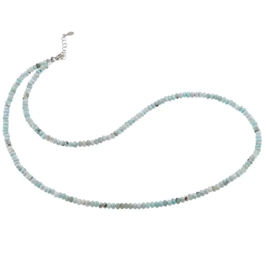 Colier Larimar discuri fatetate, 3mm