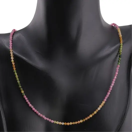 Colier Turmalina multicolora degrade sfere fatetate, 2mm, imagine 2