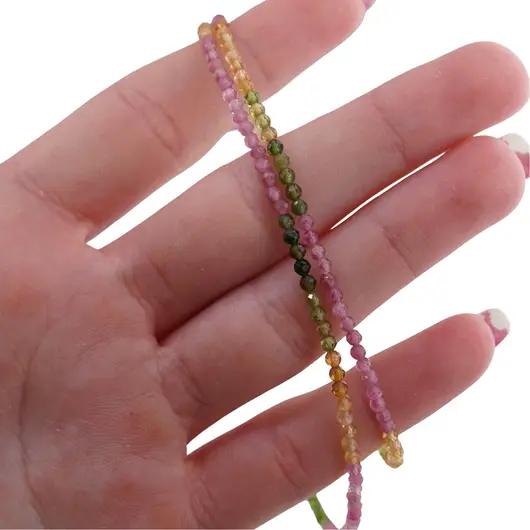 Colier Turmalina multicolora degrade sfere fatetate, 2mm, imagine 4