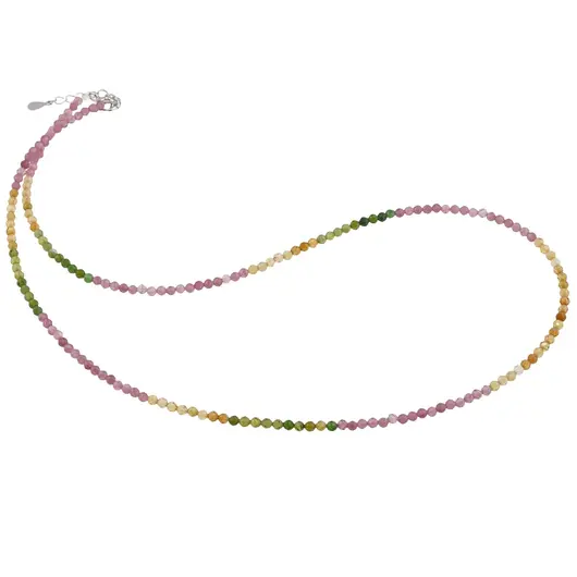 Colier Turmalina multicolora degrade sfere fatetate, 2mm