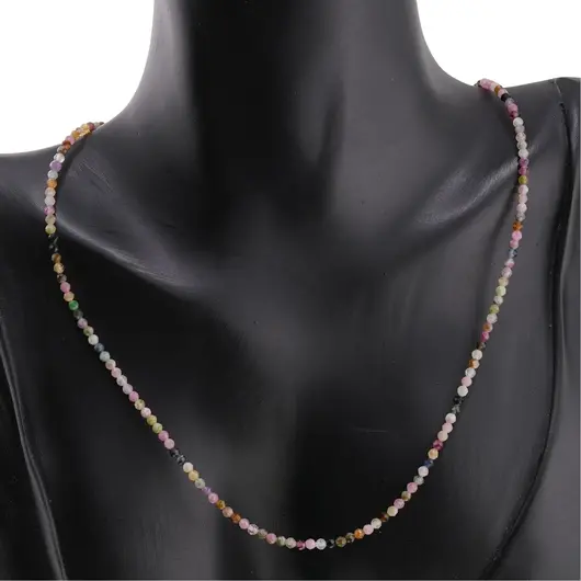 Colier Turmalina multicolora mix sfere fatetate, 2mm, imagine 2