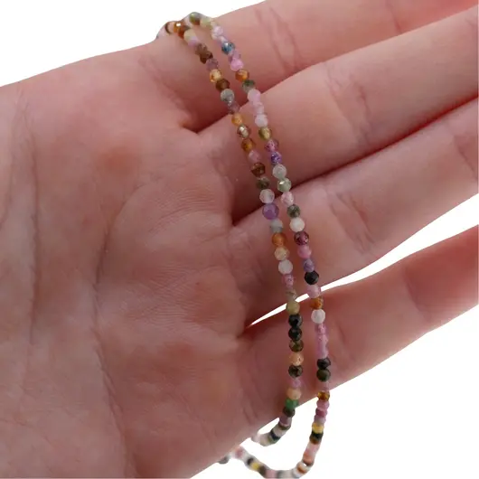 Colier Turmalina multicolora mix sfere fatetate, 2mm, imagine 4
