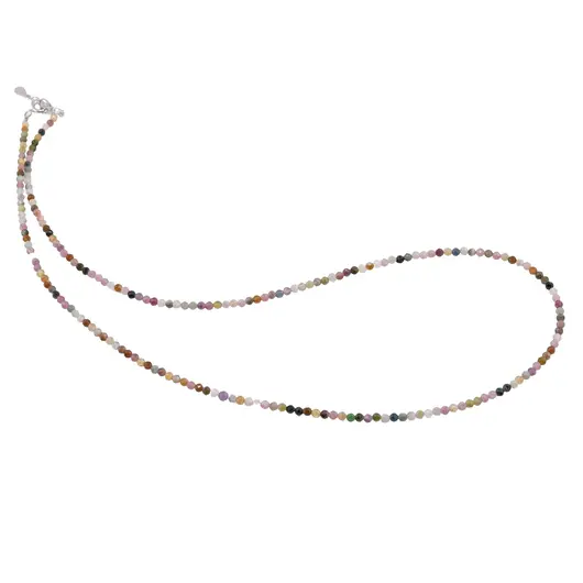 Colier Turmalina multicolora mix sfere fatetate, 2mm