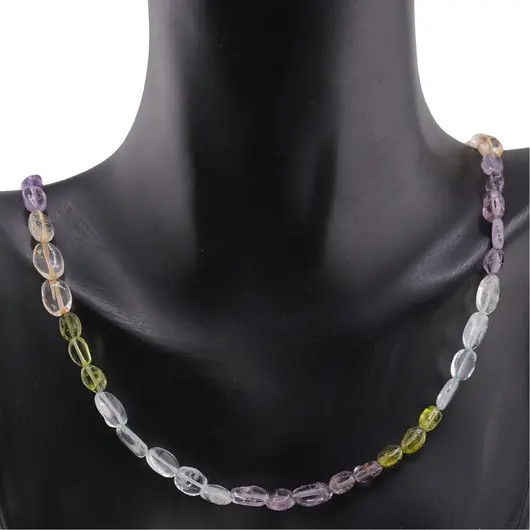 Colier Acvamarin, Ametist, Peridot si Citrin neuniform, 6-10mm, imagine 3