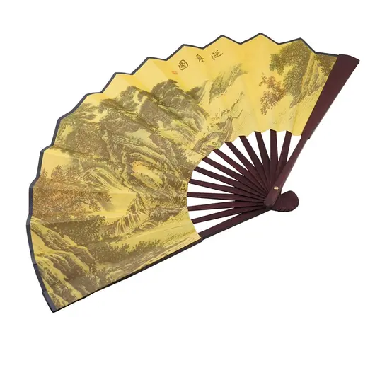 Evantai pliabil din lemn de bambus cu design chinezesc - 48cm x 26,5cm, imagine 2