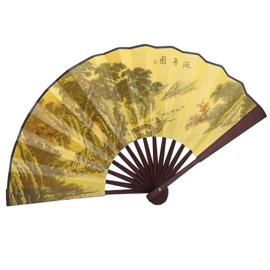Evantai pliabil din lemn de bambus cu design chinezesc - 48cm x 26,5cm