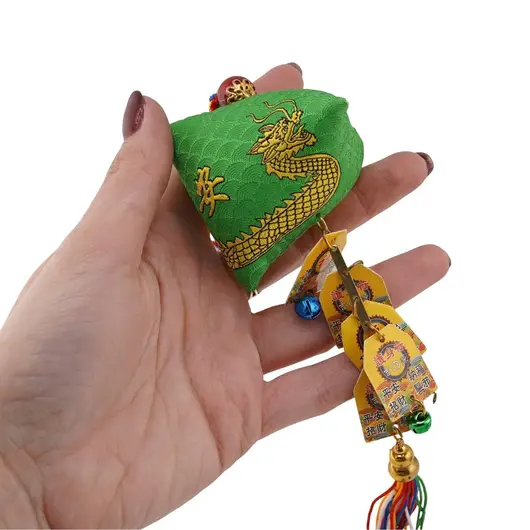 Saculet Feng Shui pentru prosperitate, verde, imagine 3