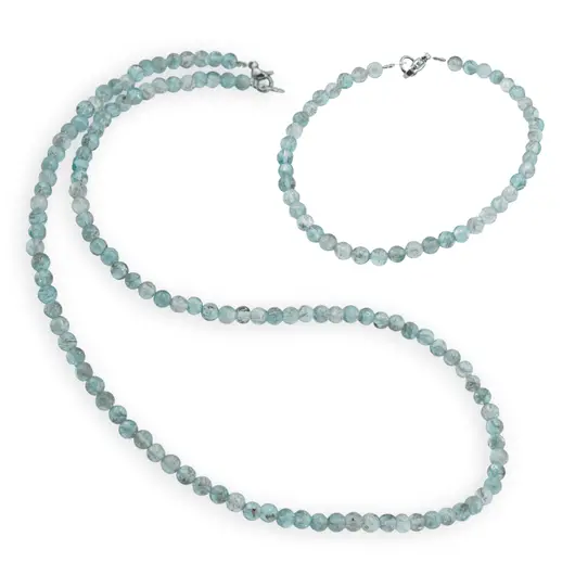 Set colier si bratara Apatit sfere, 4mm