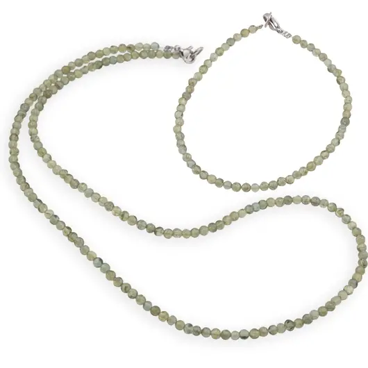 Set colier si bratara Apatit verde sfere, 3mm