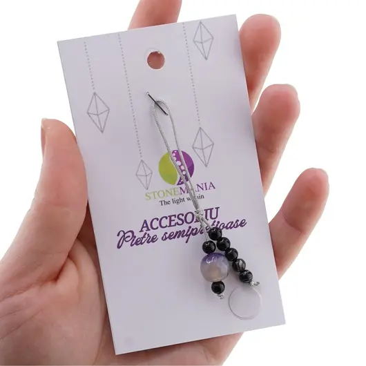 Accesoriu cu pietre semipretioase Agat mov sfera 10mm si Agat negru 4mm, imagine 3