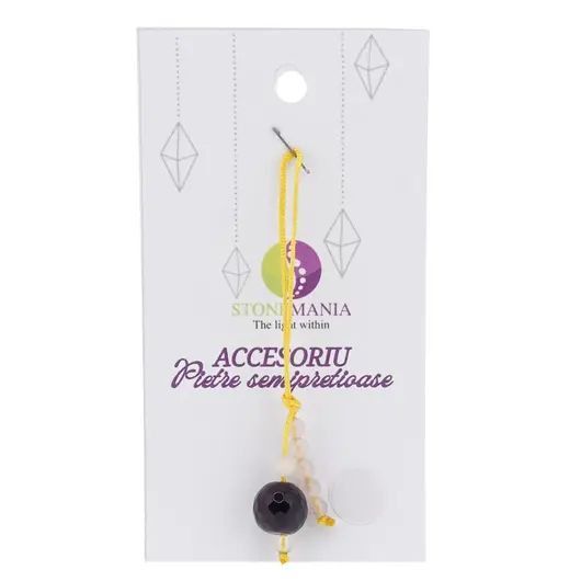 Accesoriu cu pietre semipretioase Agat mov sfera 10mm si Cuart roz 4mm