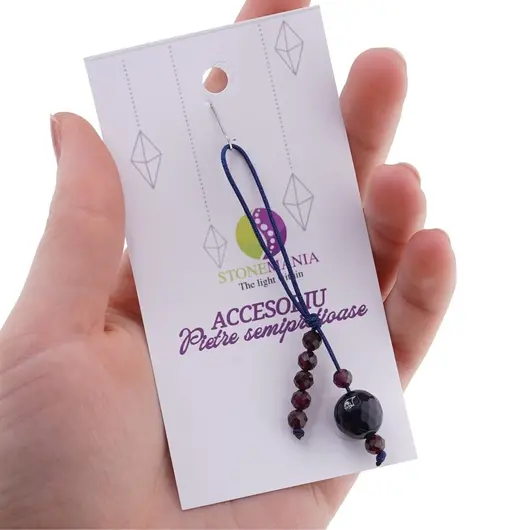 Accesoriu cu pietre semipretioase Agat mov sfera 10mm si Granat 4mm, imagine 3