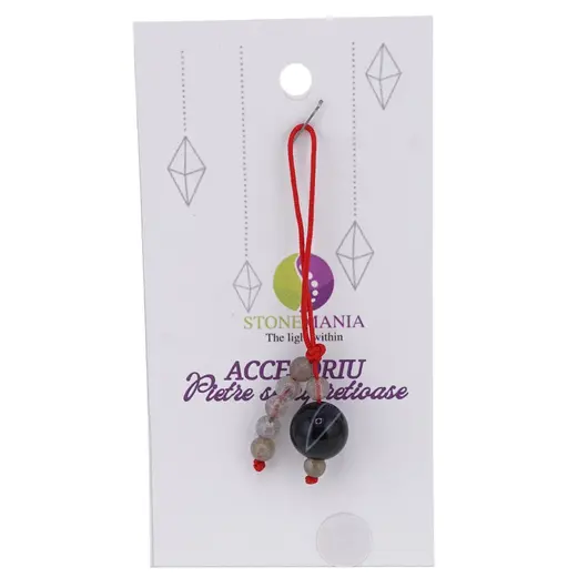 Accesoriu cu pietre semipretioase Agat mov sfera 10mm si Labradorit 4-5mm