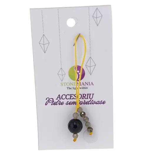 Accesoriu cu pietre semipretioase Agat mov sfera 10mm si Labradorit 4mm