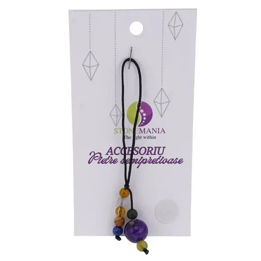 Accesoriu cu pietre semipretioase Agat mov sfera 10mm si mix cristale 4-5mm