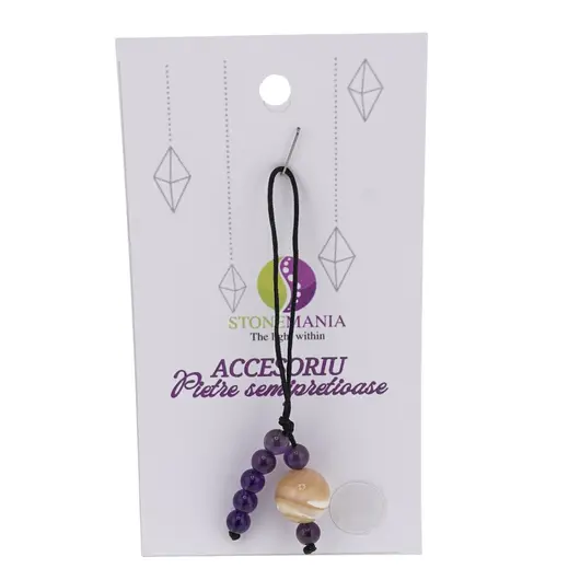 Accesoriu cu pietre semipretioase Sidef sfera 10mm si Ametist 4-5mm